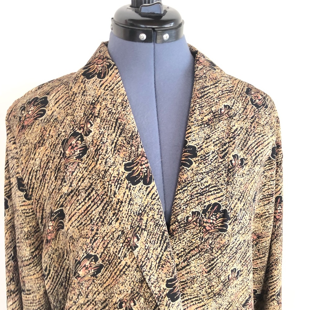 Vintage Silky Spring Patterned Blazer Oversized L… - image 5